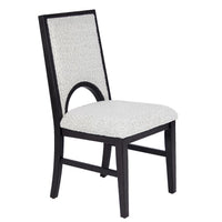 Alok Dining Side Chair Set of 2, Arch Cutout Back, White Cushions, Black