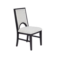 Alok Dining Side Chair Set of 2, Arch Cutout Back, White Cushions, Black