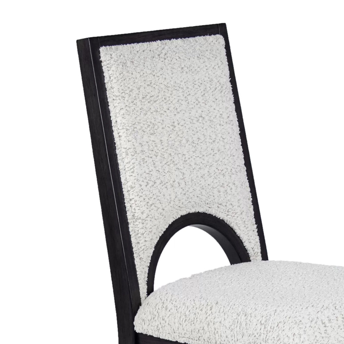 Alok Dining Side Chair Set of 2, Arch Cutout Back, White Cushions, Black