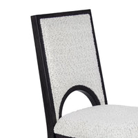 Alok Dining Side Chair Set of 2, Arch Cutout Back, White Cushions, Black
