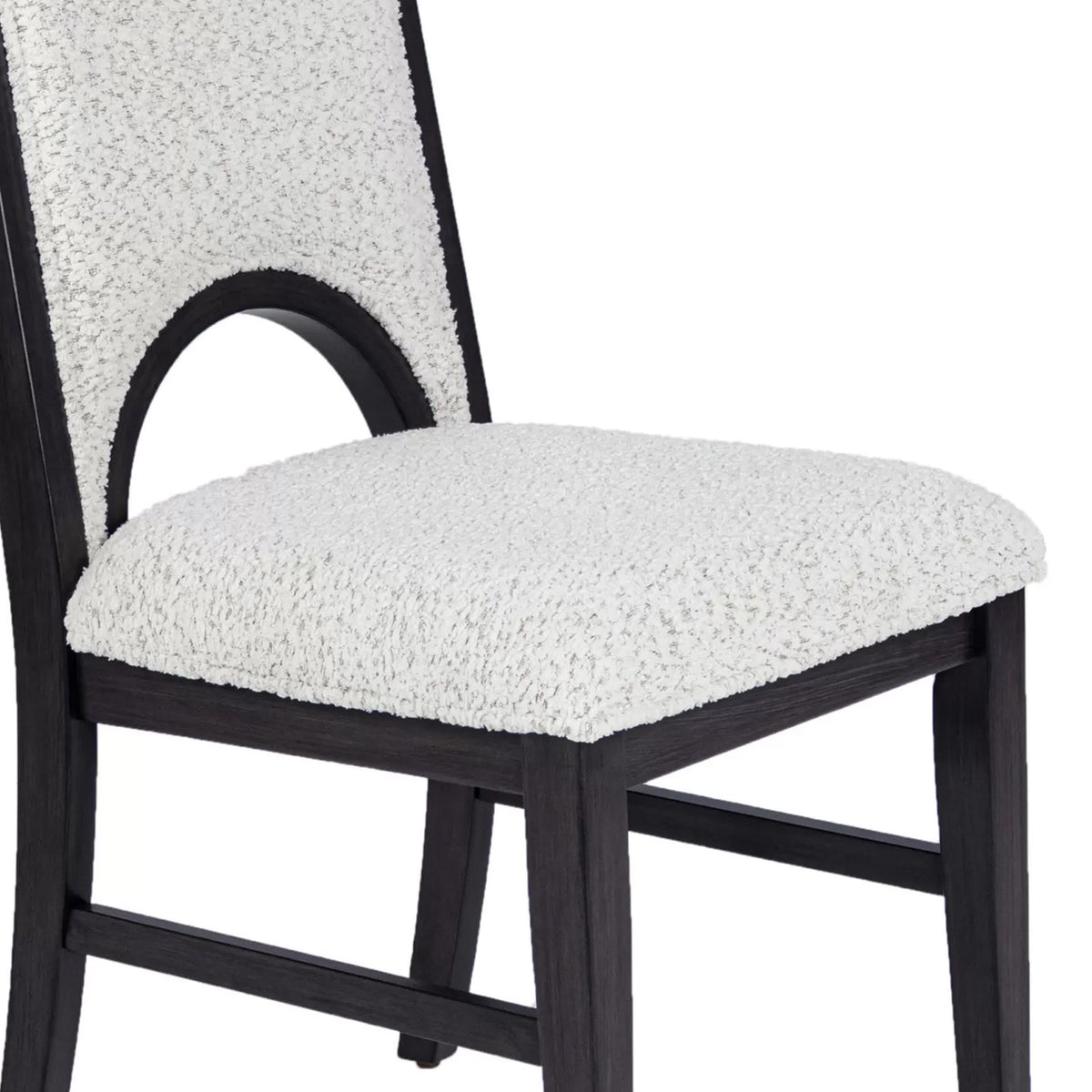 Alok Dining Side Chair Set of 2, Arch Cutout Back, White Cushions, Black