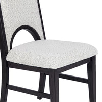 Alok Dining Side Chair Set of 2, Arch Cutout Back, White Cushions, Black