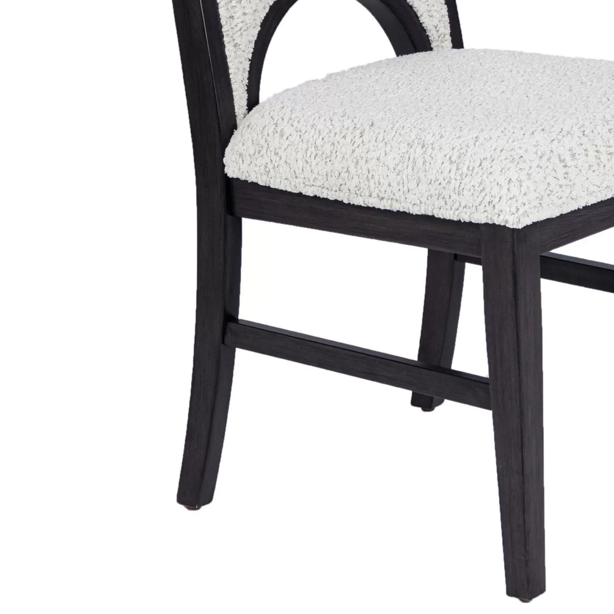 Alok Dining Side Chair Set of 2, Arch Cutout Back, White Cushions, Black