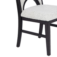 Alok Dining Side Chair Set of 2, Arch Cutout Back, White Cushions, Black