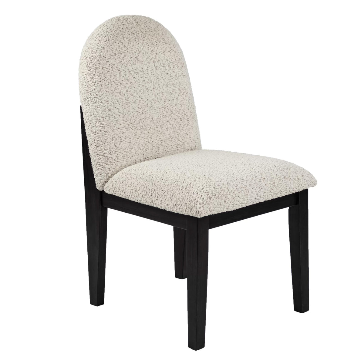 Sima Dining Side Chair Set of 2, Arched Back, White Cushions, Black Frame