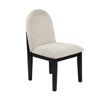 Sima Dining Side Chair Set of 2, Arched Back, White Cushions, Black Frame