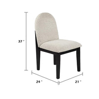Sima Dining Side Chair Set of 2, Arched Back, White Cushions, Black Frame
