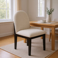 Sima Dining Side Chair Set of 2, Arched Back, White Cushions, Black Frame