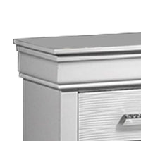 Shoba Nightstand, 2 Textured Drawers, Faux Diamond Inlaid Handles, White