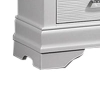 Shoba Nightstand, 2 Textured Drawers, Faux Diamond Inlaid Handles, White