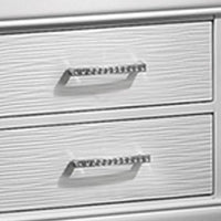 Shoba Nightstand, 2 Textured Drawers, Faux Diamond Inlaid Handles, White
