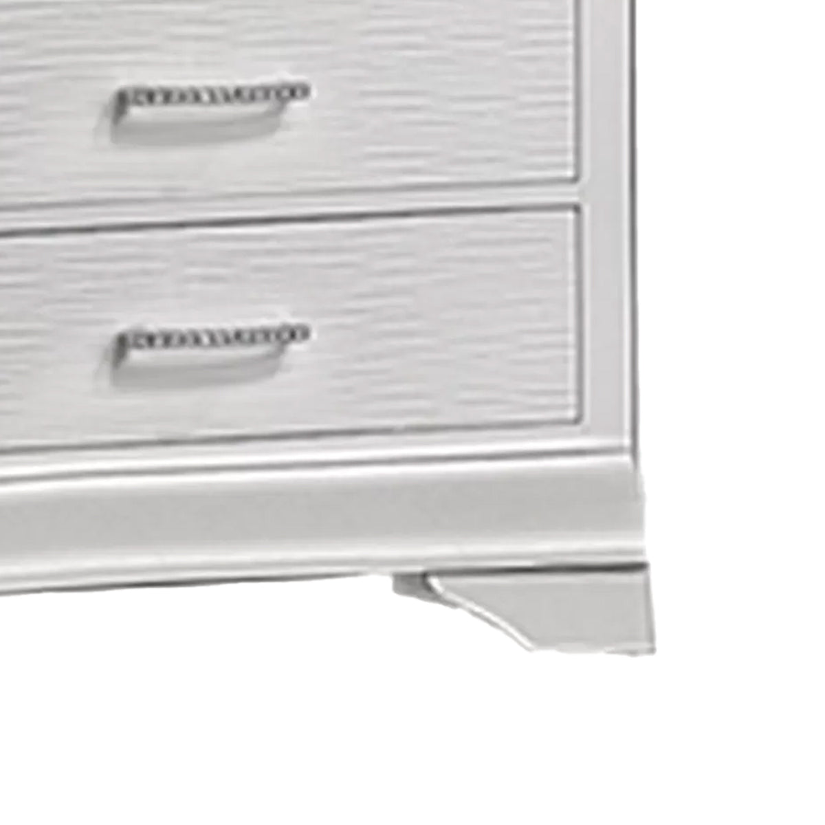 Shoba Tall Dresser Chest, 5 Textured Drawers, Faux Diamond Handles, White