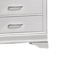 Shoba Tall Dresser Chest, 5 Textured Drawers, Faux Diamond Handles, White