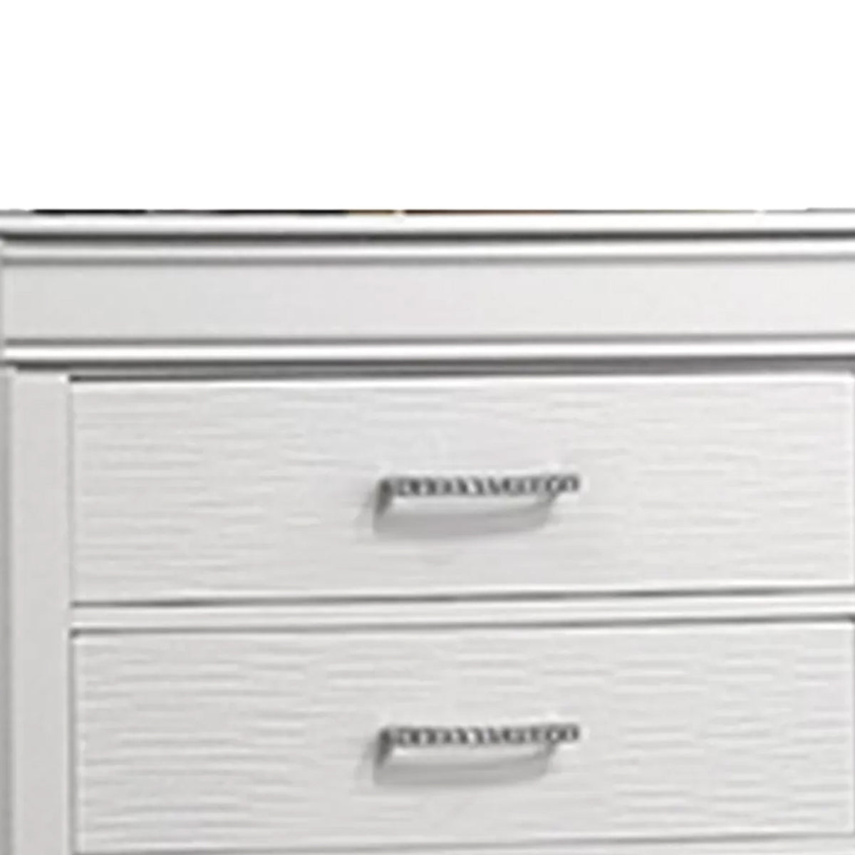 Shoba Tall Dresser Chest, 5 Textured Drawers, Faux Diamond Handles, White