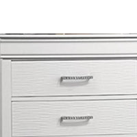 Shoba Tall Dresser Chest, 5 Textured Drawers, Faux Diamond Handles, White