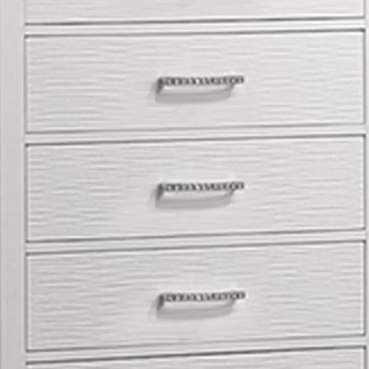 Shoba Tall Dresser Chest, 5 Textured Drawers, Faux Diamond Handles, White