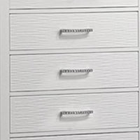 Shoba Tall Dresser Chest, 5 Textured Drawers, Faux Diamond Handles, White