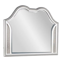 Dresser Mirror w LED, Double Arched Top, Glitter Stripes, Silver 40x48