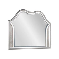 Dresser Mirror w LED, Double Arched Top, Glitter Stripes, Silver 40x48