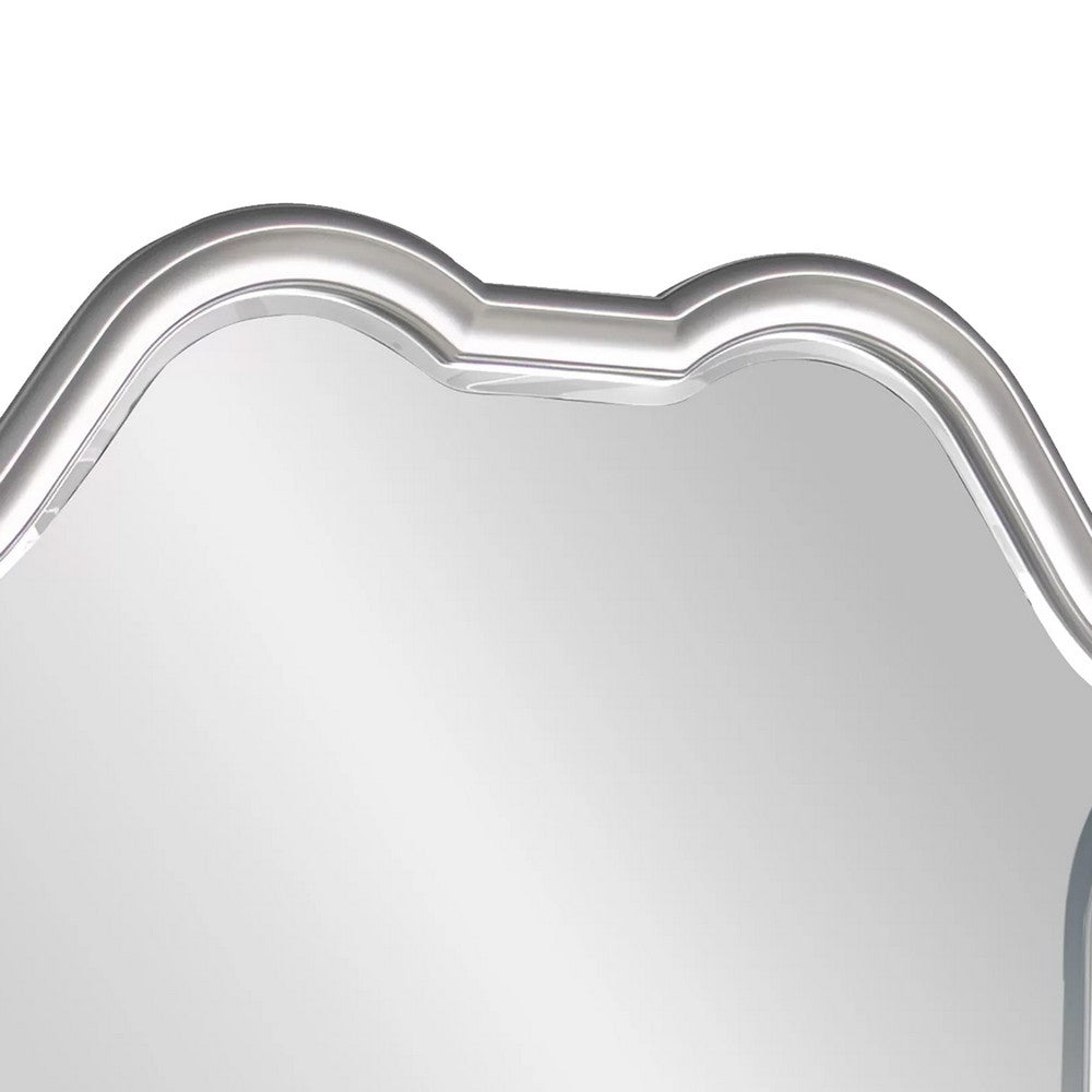 Dresser Mirror w LED, Double Arched Top, Glitter Stripes, Silver 40x48