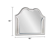 Dresser Mirror w LED, Double Arched Top, Glitter Stripes, Silver 40x48