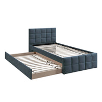 Shahi Full Platform Bed w Trundle, Charcoal Gray Brushed Linen Upholstery
