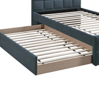Shahi Full Platform Bed w Trundle, Charcoal Gray Brushed Linen Upholstery