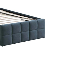Shahi Full Platform Bed w Trundle, Charcoal Gray Brushed Linen Upholstery