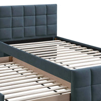 Shahi Full Platform Bed w Trundle, Charcoal Gray Brushed Linen Upholstery