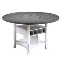 Vora Counter Height Storage Table, 4 Leaves, Antique White, Gray 42-60 Inch