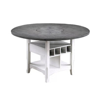 Vora Counter Height Storage Table, 4 Leaves, Antique White, Gray 42-60 Inch