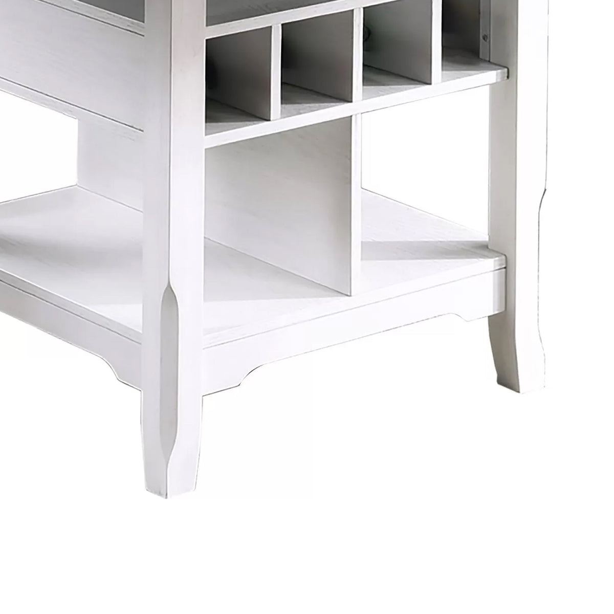 Vora Counter Height Storage Table, 4 Leaves, Antique White, Gray 42-60 Inch