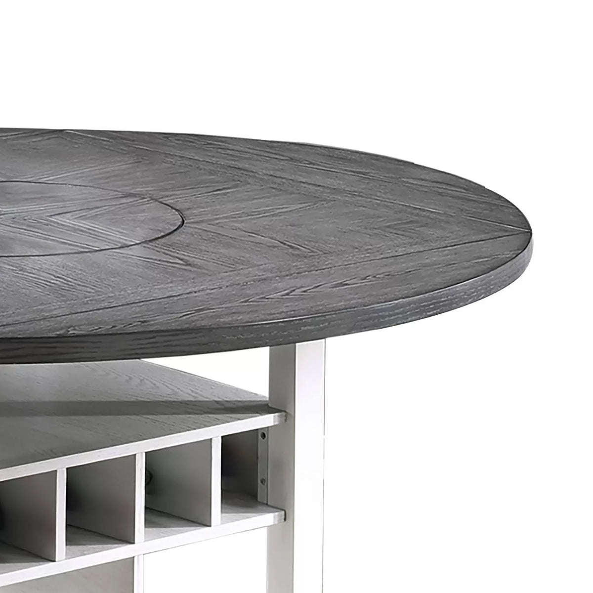 Vora Counter Height Storage Table, 4 Leaves, Antique White, Gray 42-60 Inch