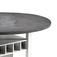 Vora Counter Height Storage Table, 4 Leaves, Antique White, Gray 42-60 Inch