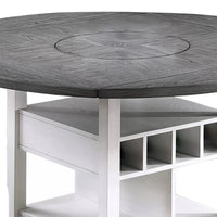 Vora Counter Height Storage Table, 4 Leaves, Antique White, Gray 42-60 Inch