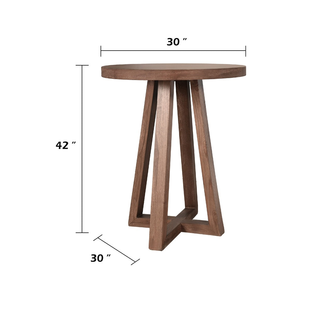 Mika Dining Pub Table, 30 Inch Round Top with Cross Base, Wheat Brown-BM354575