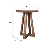 Mika Dining Pub Table, 30 Inch Round Top with Cross Base, Wheat Brown-BM354575