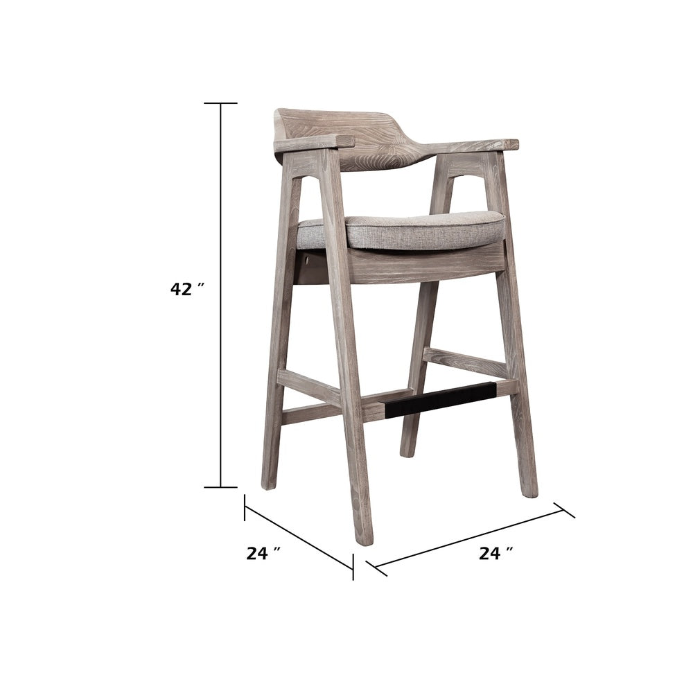 Reno 30In Barstool Chair Set of 2, Open Back, Padded Seat, Wheat Brown-BM354578
