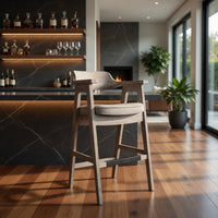 Reno 30In Barstool Chair Set of 2, Open Back, Padded Seat, Wheat Brown-BM354578