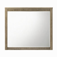 Leky Dresser Mirror, Ribbed Wooden Frame, Antique Oak Brown, 38x43 - BM354610