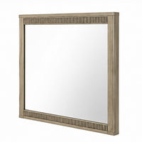 Leky Dresser Mirror, Ribbed Wooden Frame, Antique Oak Brown, 38x43 - BM354610