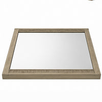 Leky Dresser Mirror, Ribbed Wooden Frame, Antique Oak Brown, 38x43 - BM354610