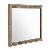 Leky Dresser Mirror, Ribbed Wooden Frame, Antique Oak Brown, 38x43 - BM354610