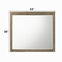 Leky Dresser Mirror, Ribbed Wooden Frame, Antique Oak Brown, 38x43 - BM354610