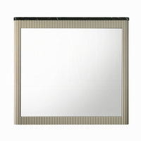 Trex Dresser Mirror, Black Faux Marble Top, 37x40 Beige Reeded Frame - BM354611