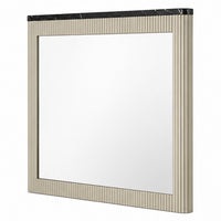 Trex Dresser Mirror, Black Faux Marble Top, 37x40 Beige Reeded Frame - BM354611