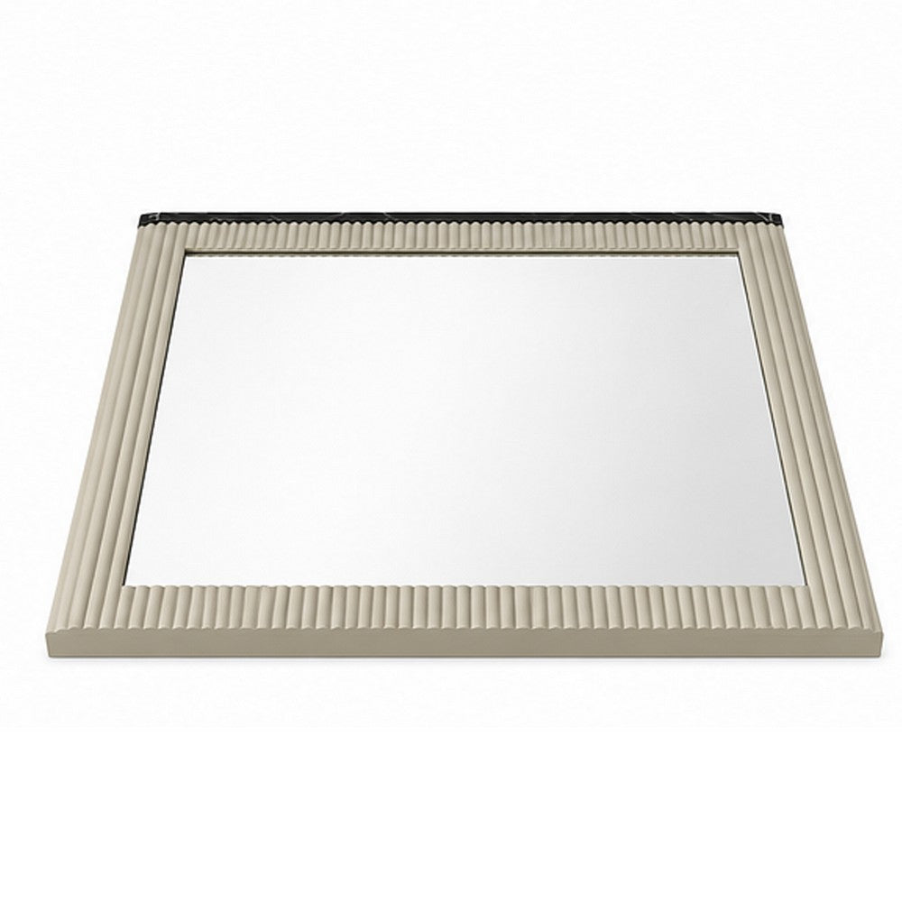 Trex Dresser Mirror, Black Faux Marble Top, 37x40 Beige Reeded Frame - BM354611
