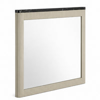 Trex Dresser Mirror, Black Faux Marble Top, 37x40 Beige Reeded Frame - BM354611
