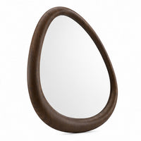 Sima Decorative Wall Mirror, Dark Brown, 39 Inch Organic Asymmetrical Shape - BM354617
