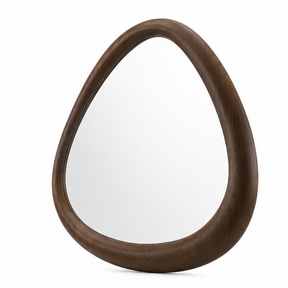 Sima Decorative Wall Mirror, Dark Brown, 39 Inch Organic Asymmetrical Shape - BM354617